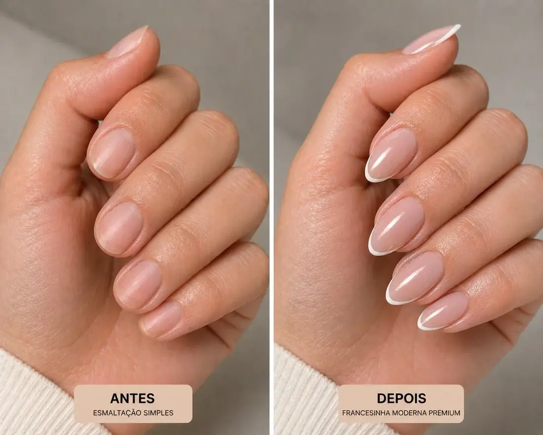 Antes e depois de francesinha moderna premium